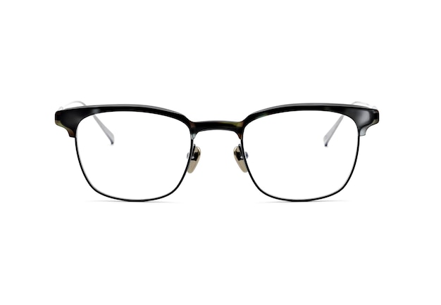 Eyeglasses isolated on white background Handmade eyewear spectacles with shiny stainless frame