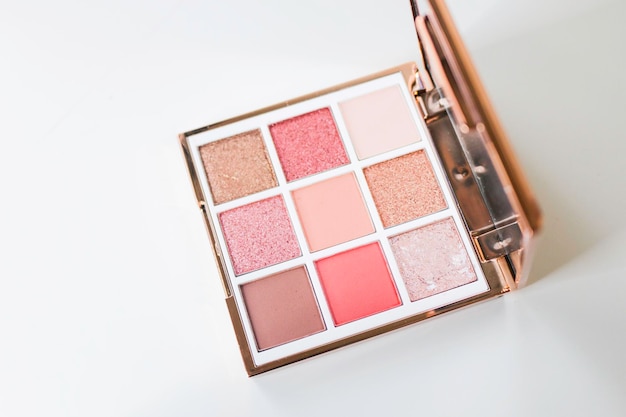 Eyeshadow palette on white background Makeup palette close up