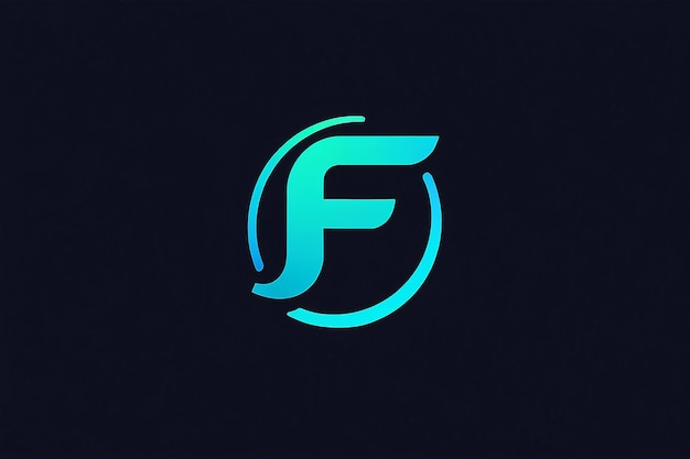 Photo f initial linear wavy logo in blue color