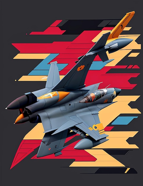 Photo f15 aeroplan colorful ai image for tshirt design