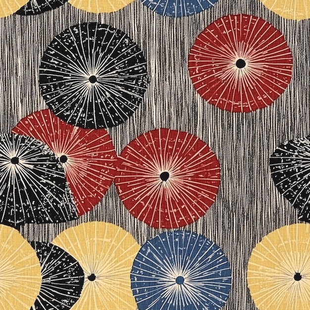 Photo a fabric design inspired by traditional japanese paper umbrellas featuring a repeating pattern of