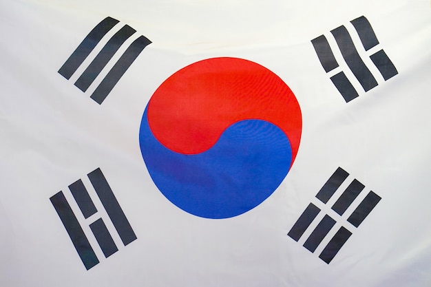 Fabric texture flag of South Korea.