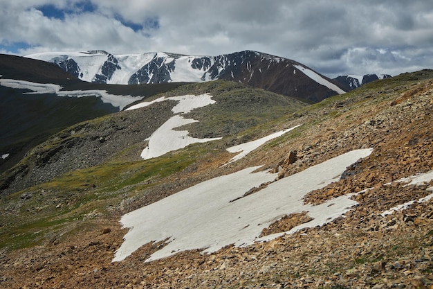 Fabulous Alpine landscape of mountain peaks panorama of a mountain valley amazing views of the valley in summer Hiking wildlife nature