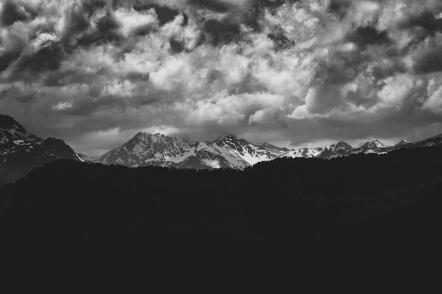 Fabulous magnificent view of Caucasus Mountains and sky