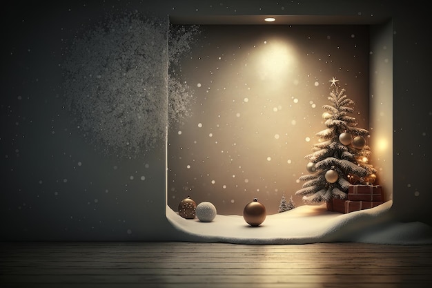 Fabulous Merry Christmas red empty background Illustration AI Generative