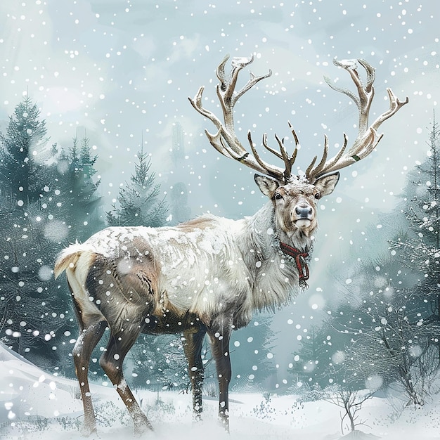 Fabulous Reindeer in a Winter Wonderland