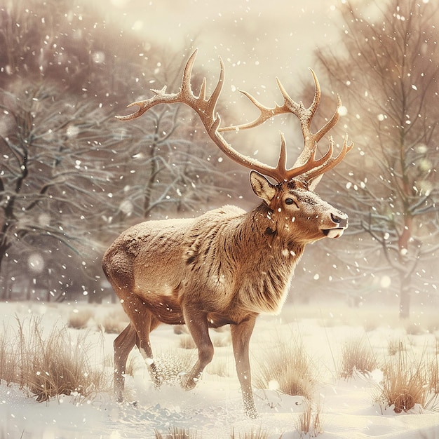 Fabulous Reindeer in a Winter Wonderland