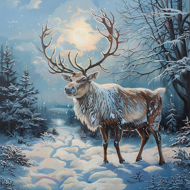 Fabulous Reindeer in a Winter Wonderland