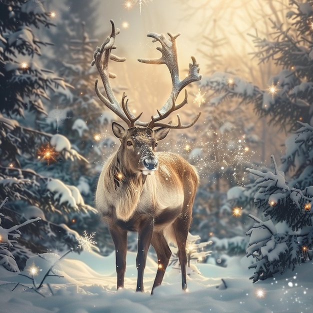 Fabulous Reindeer in a Winter Wonderland