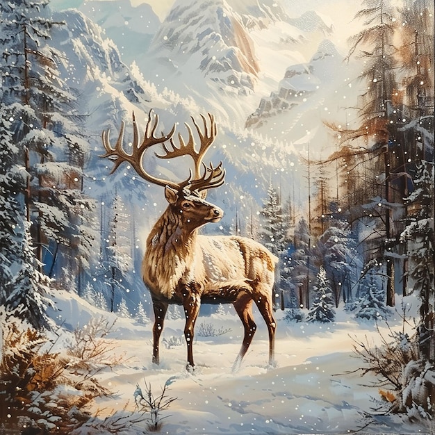 Fabulous Reindeer in a Winter Wonderland