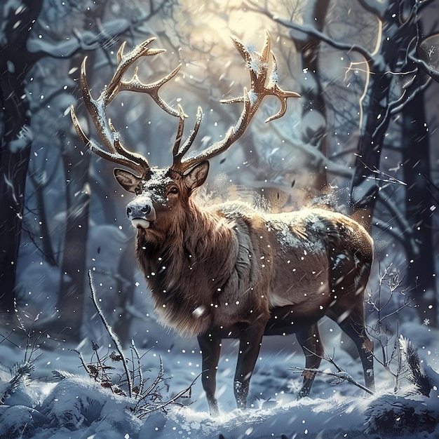 Fabulous Reindeer in a Winter Wonderland