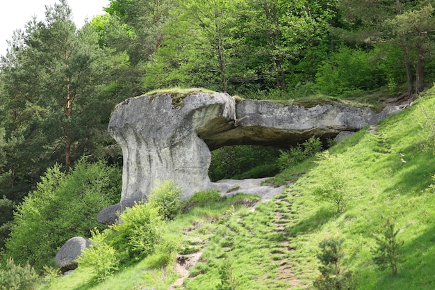 Fabulous rocks with entrances. The village of Dubrova.