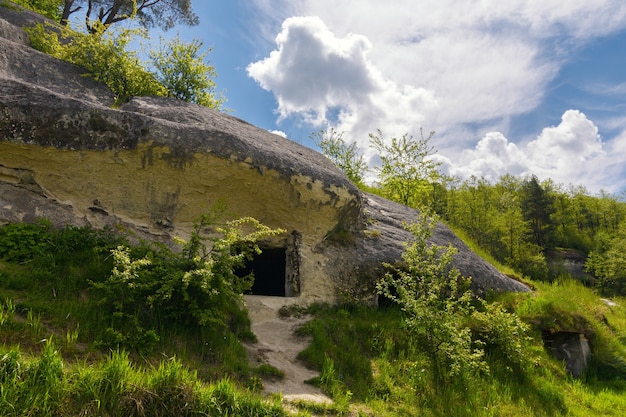 Fabulous rocks with entrances. The village of Dubrova.