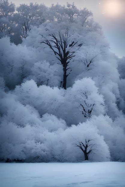 A fabulous snowy landscape, icy trees and snow.