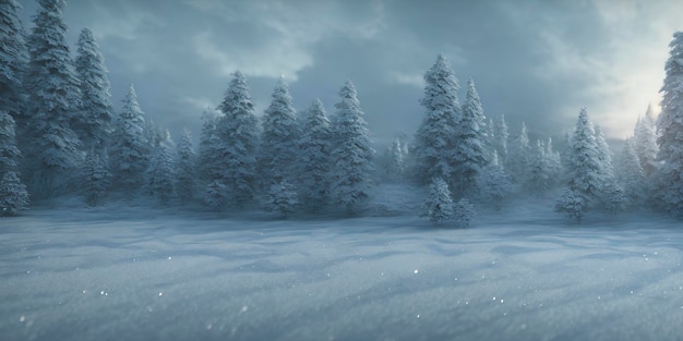 A fabulous snowy landscape, icy trees and snow.