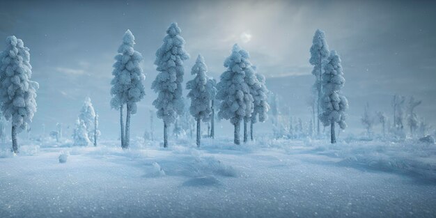 A fabulous snowy landscape, icy trees and snow.