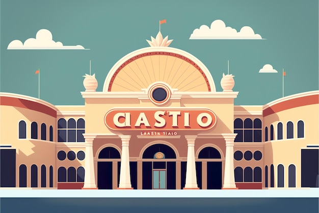 The facade of the casino building flat illustration