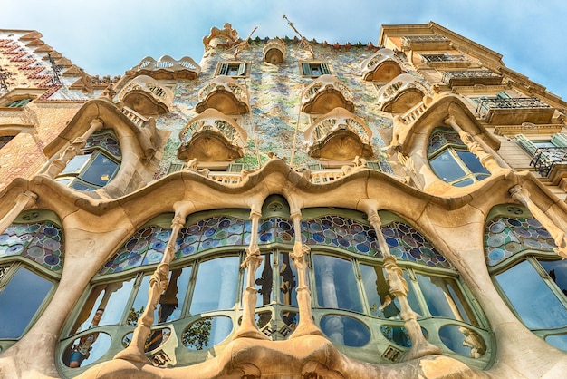 Facade of the modernist masterpiece Casa Batllo Barcelona Catalonia Spain