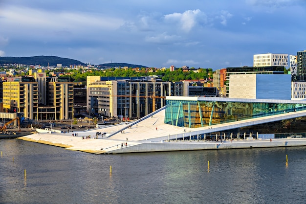 The facade of the Oslo opera house