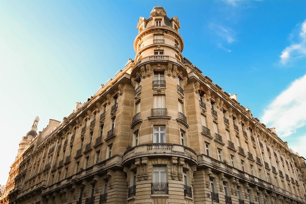 The facade of Parisian building France