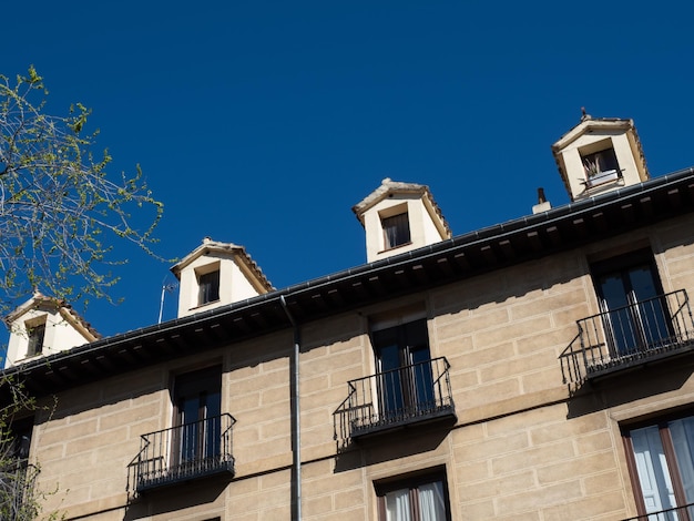 Facade of a residential apartment building with balconies