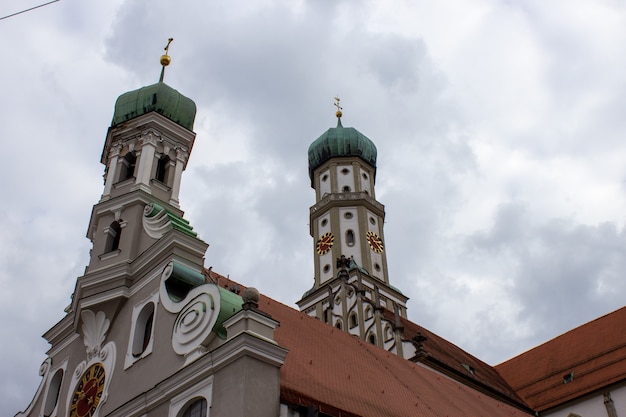 Facade of the St. Ulrich and St. Afra's Abbey in Augsburg, Bavaria, Germany. Long history monastery and Basilica.