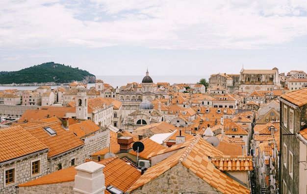 Facade of vlaha church in dubrovnik croatia europe panoramic view of the city from the city walls