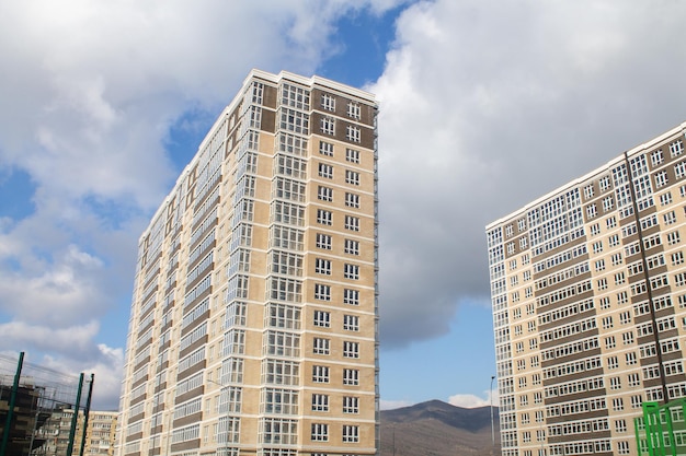 Facades of modern city houses in a metropolis