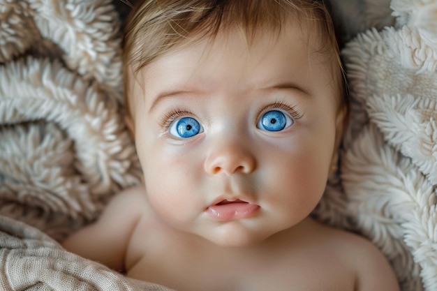 Photo face adorable baby blue eyes