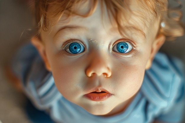 Photo face adorable baby blue eyes