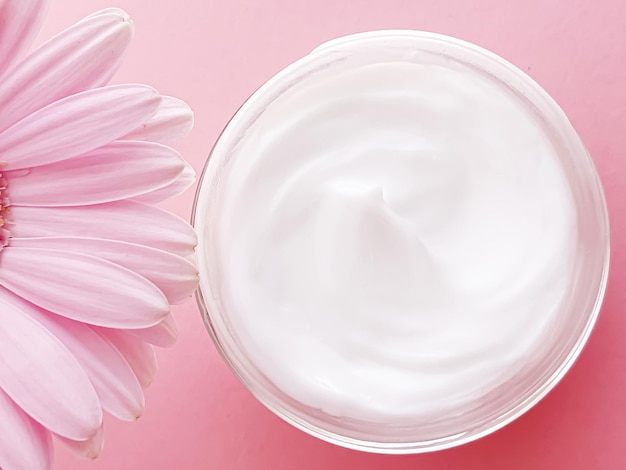 Face cream jar and flower beauty skincare and cosmetic product