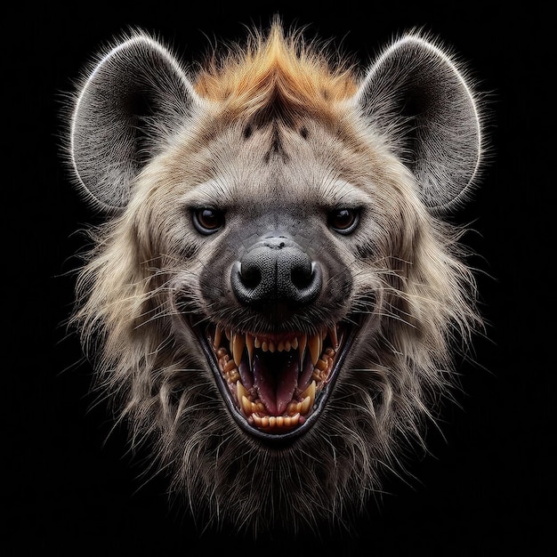 Photo face hyena angry 3d design