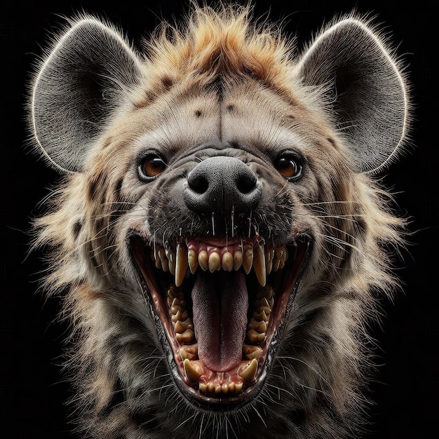 Photo face hyena angry 3d design