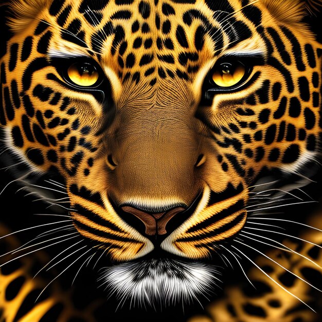 Face of a Leopard with a dark background Generative AI