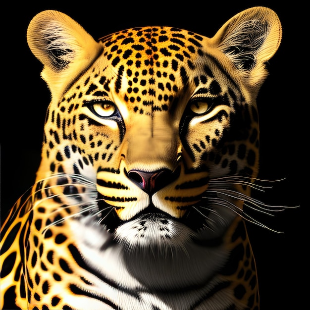 Face of a Leopard with a dark background Generative AI