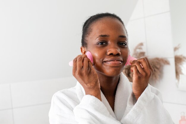 Face lifting treatment with help of vacuum cups