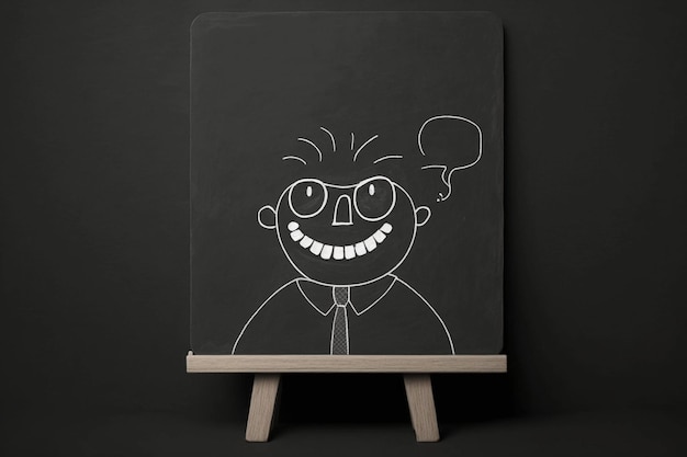 Face people Icon design Colorful chalk Draw a picture on the blackboard