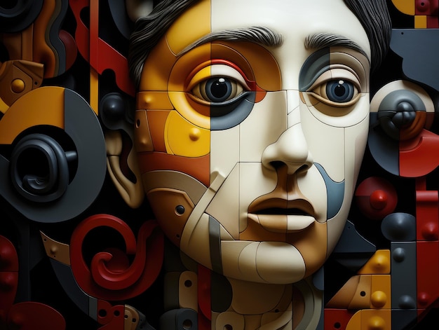 Face sculpture HD 8K wallpaper Stock Photographic Image