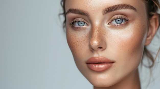 The face of a woman with flawless skin AI generative