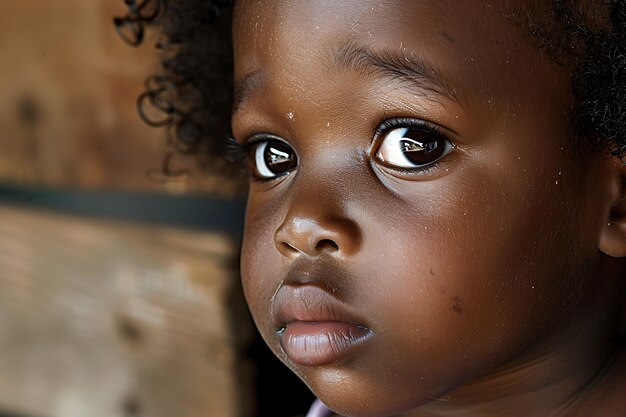 Face of a young black girl african american brunette