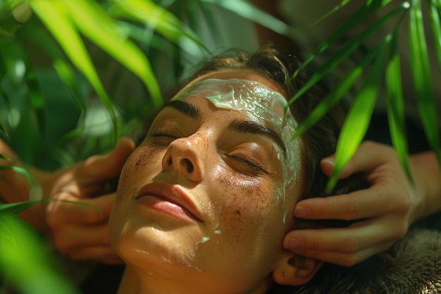 The face of young women lying down for beauty treatments