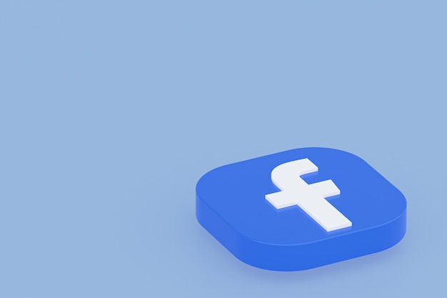 Facebook application logo 3d rendering on blue background