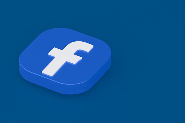 Facebook application logo 3d rendering on blue background