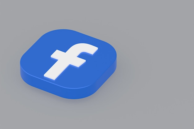 Facebook application logo 3d rendering on gray background