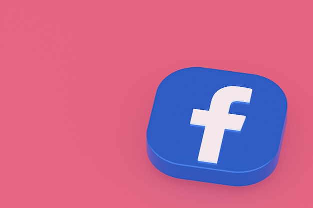 Facebook application logo 3d rendering on pink background