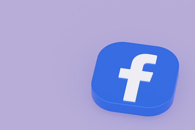 Facebook application logo 3d rendering on Purple background