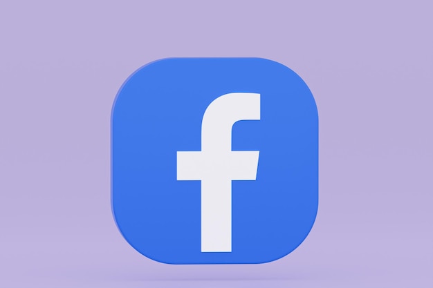 Facebook application logo 3d rendering on Purple background