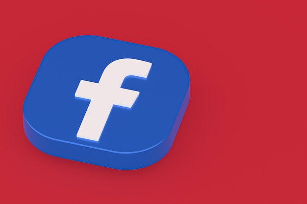 Facebook application logo 3d rendering on red background