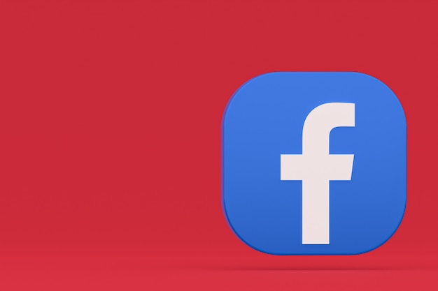 Facebook application logo 3d rendering on red background