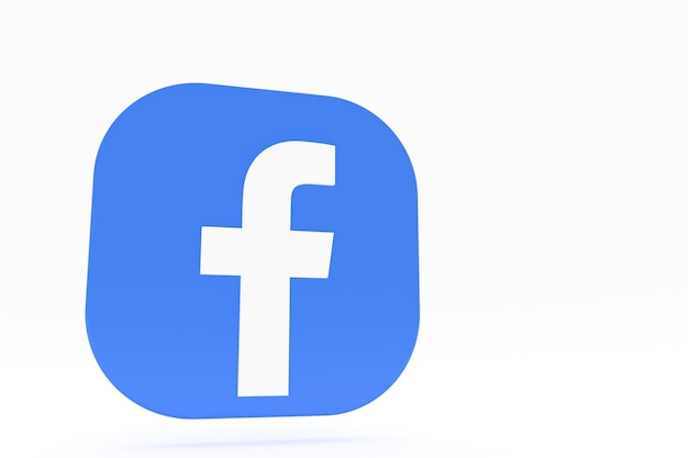 Facebook application logo 3d rendering on white background